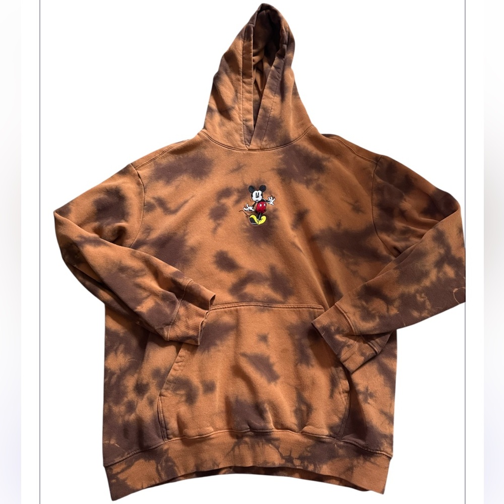 H&M Brown embroidered tie-dye walt disney Mickey Mouse hoodie